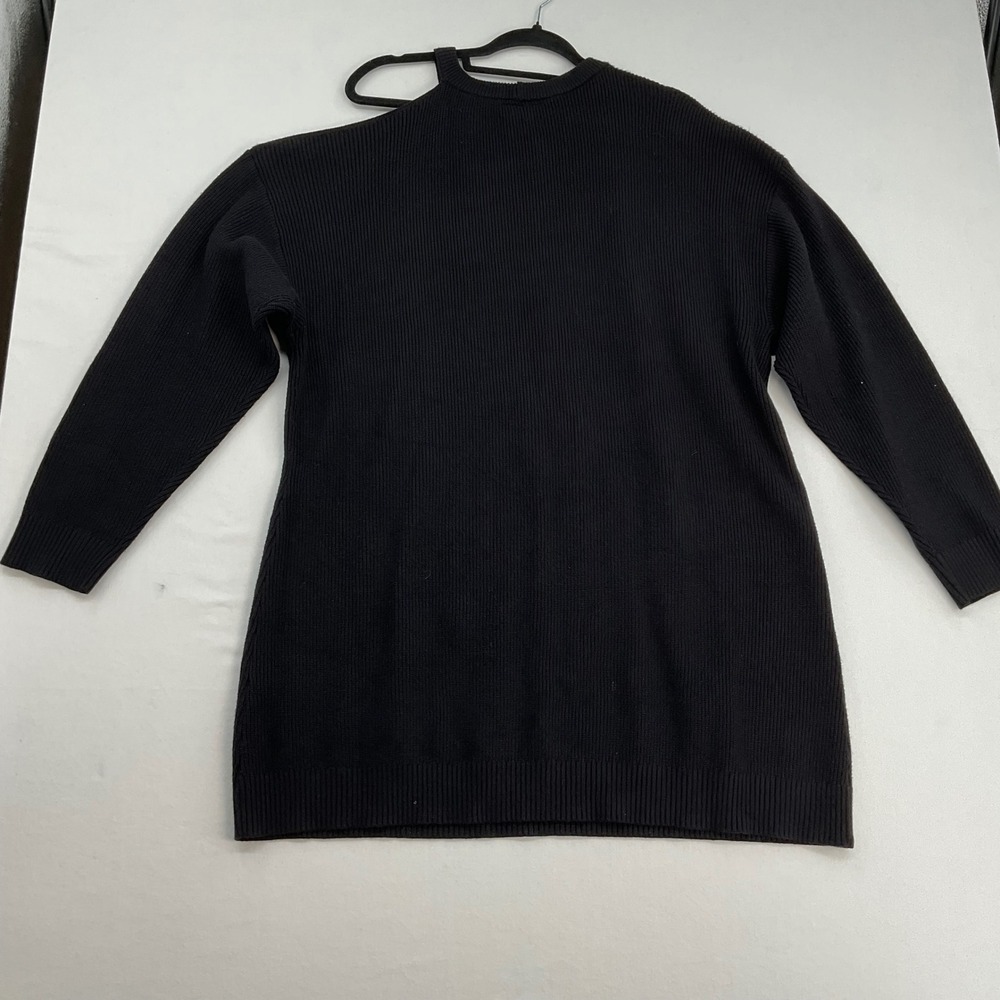 City Chic Black Ribbed Cold Shoulder Sweater Dress Plus Size L/20 - Picture 3 of 8